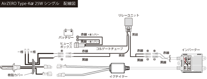 AirZERO Type-Kα 25Wシングル　配線図